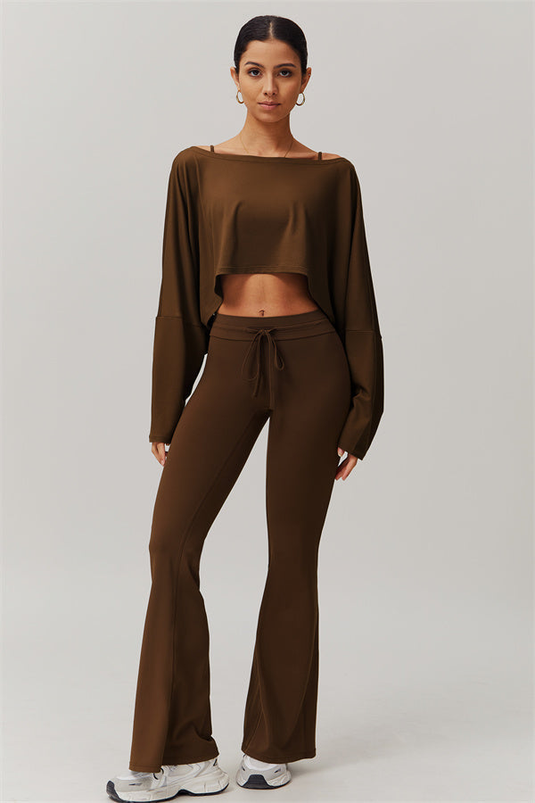 The Resonate Drift Cropped Pullover Flared Leggings 2-Piece Set