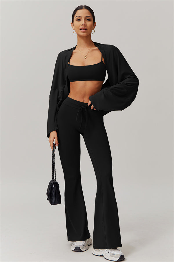 The Resonate Drift Cropped Pullover Flared Leggings 2-Piece Set