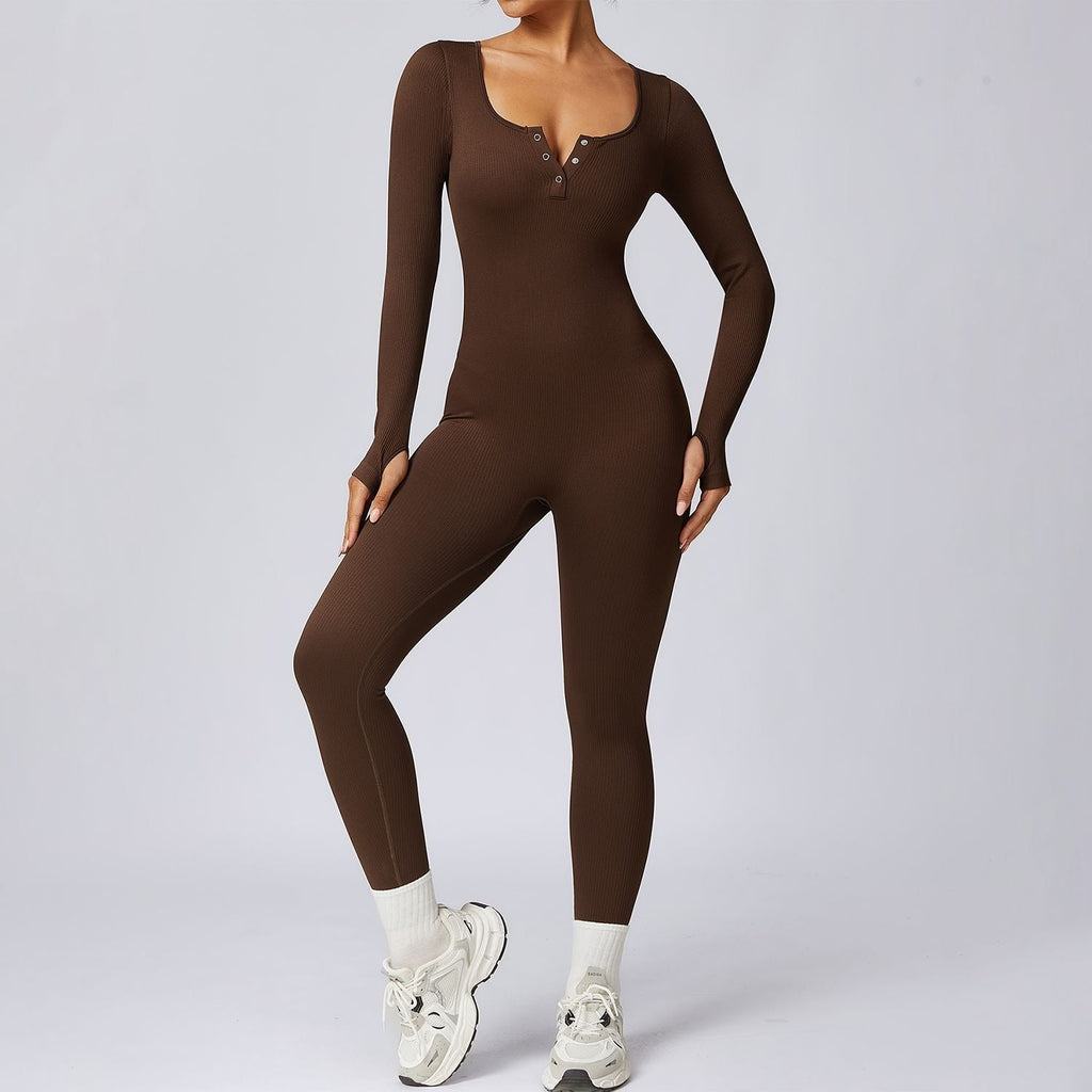 Buttoned Snatched Scoop Jumpsuit