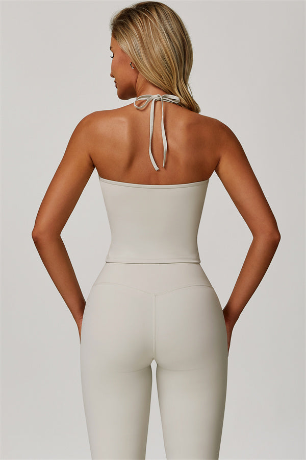 The Refresh Halter Crop Top Flared Leggings 2-Piece Set