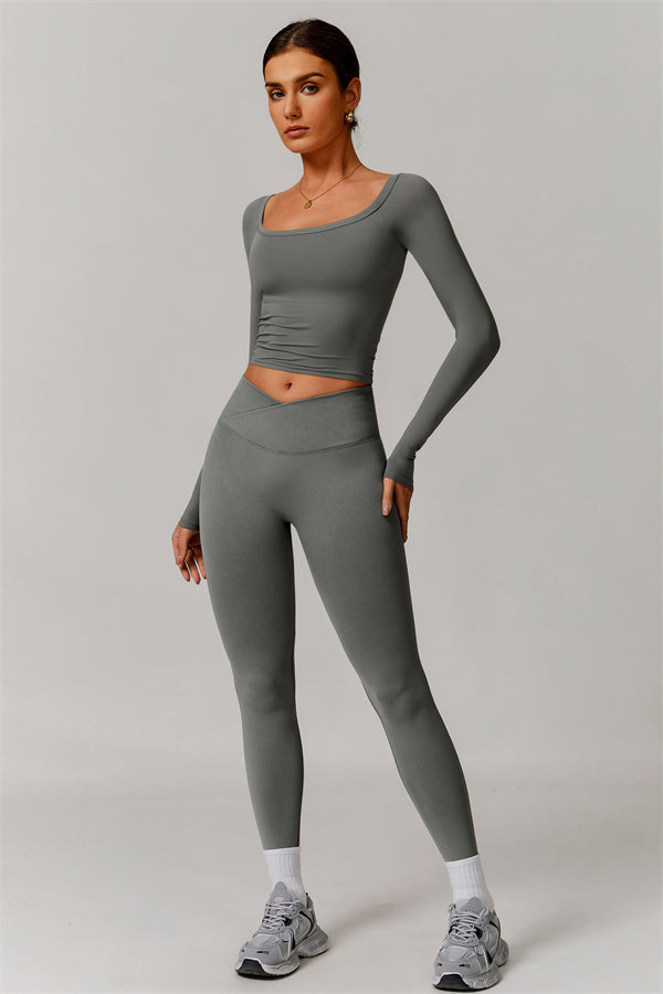 The Vivid Long Sleeve Crop Top Leggings 2-Piece Set