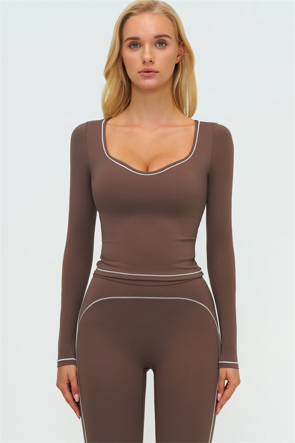 The Amara Long Sleeve T-shirt Leggings 2-Piece Set Roman Brown