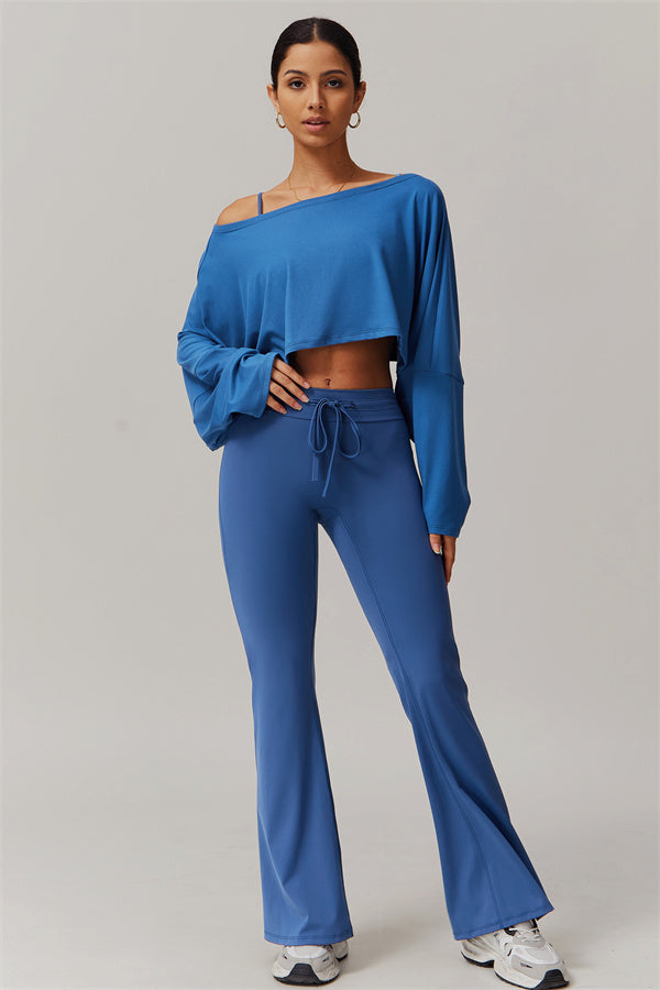 The Resonate Drift Cropped Pullover Flared Leggings 2-Piece Set