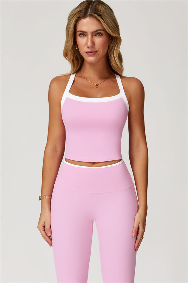 The Quest Cross Back Crop Top Flared Leggings 2-Piece Set