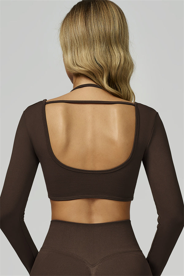 The Prime Long Sleeve Crop Top Bistre
