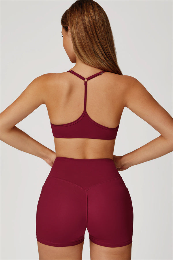 The Propel Sports Bra Shorts 2-Piece Set Burgundy