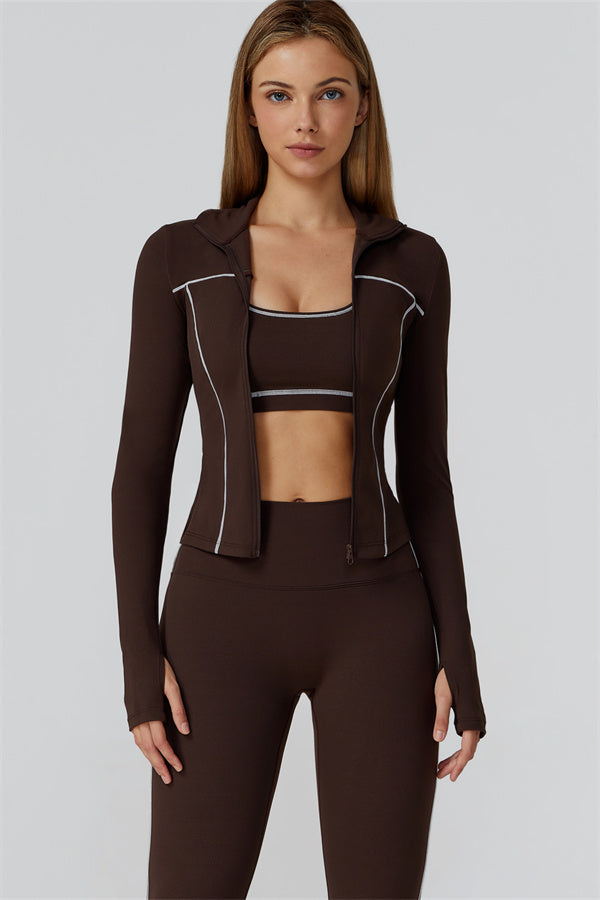 The Venus Zip Top Sports Bra Leggings 3-Piece Set