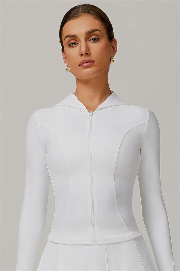 The Lumina Hooded Training Jacket UPF 50+ Pearl White