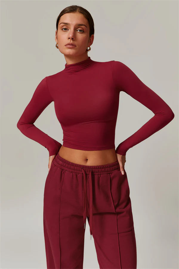 The Motion Crop Top Sweatpants 2-Piece Set Burgundy