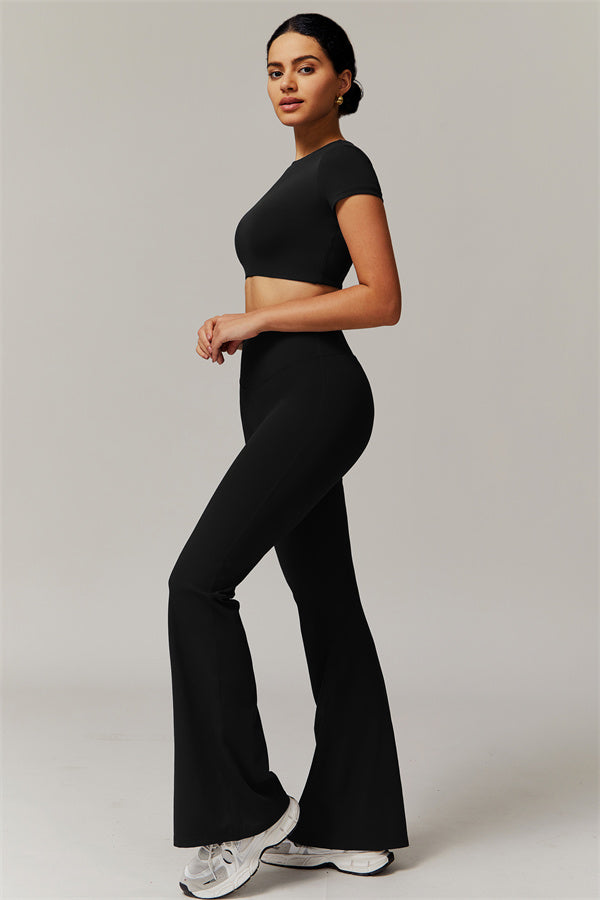The Delicate Crop Top Flared Leggings 2-Piece Set