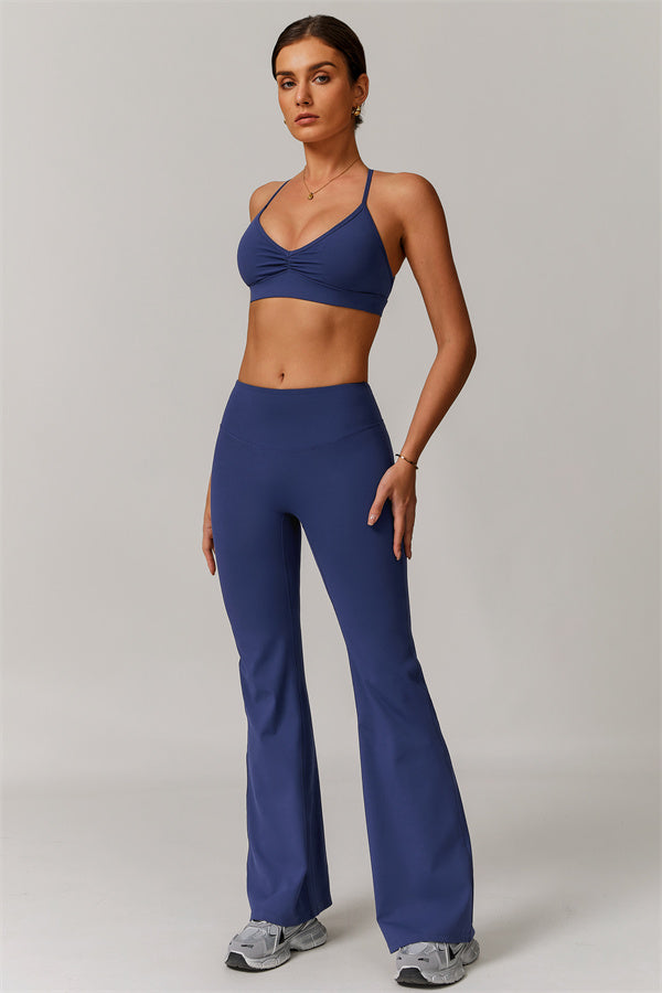 The Delicate Sports Bra Flared Leggings 2-Piece Set Navy