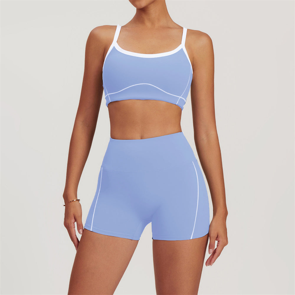 Celeste Panel Crop Top & Shorts Set Periwinkle