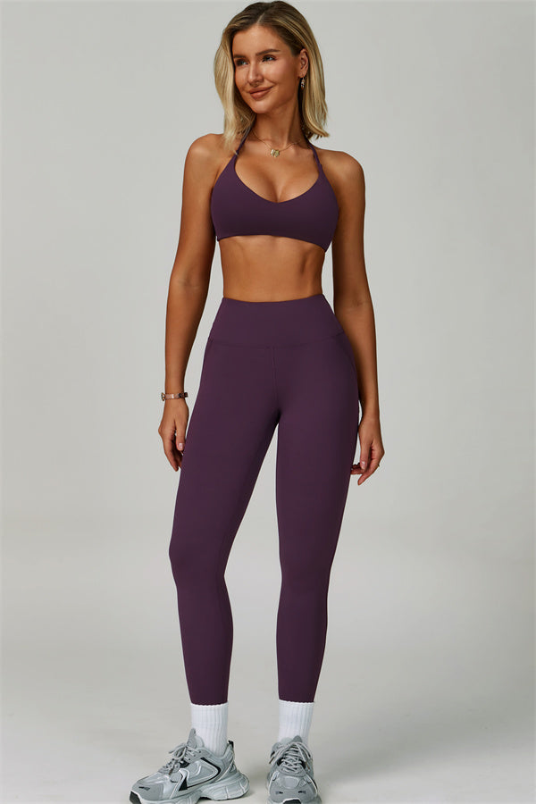 The Bold Cross Back Sports Bra Leggings 2-Piece Set Matterhorn