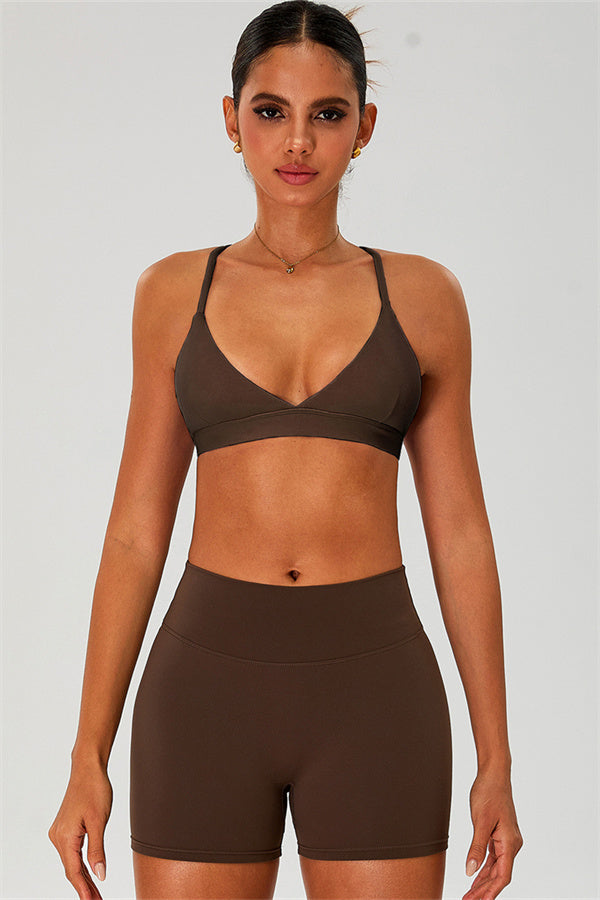 The Ember Sports Bra Shorts 2-Piece Set Bistre