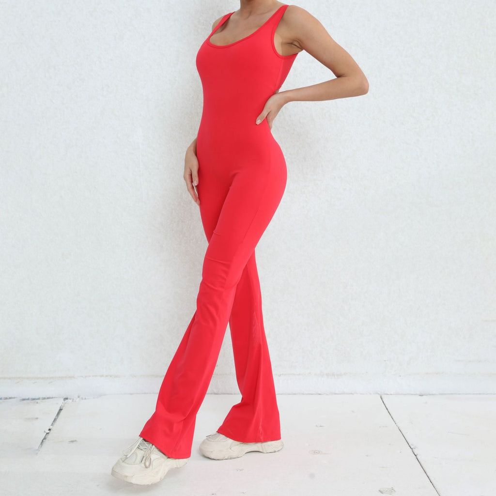 Scrunch V Back Flared Jumpsuit