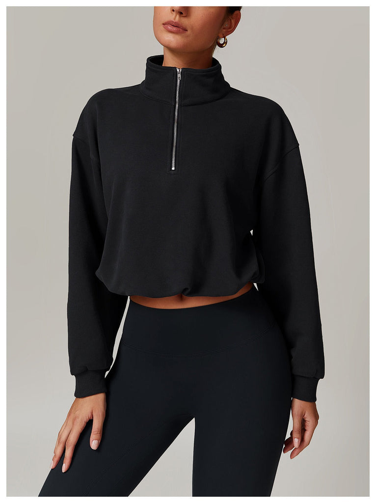 Rita Fleece Half-Zip Jacket Black