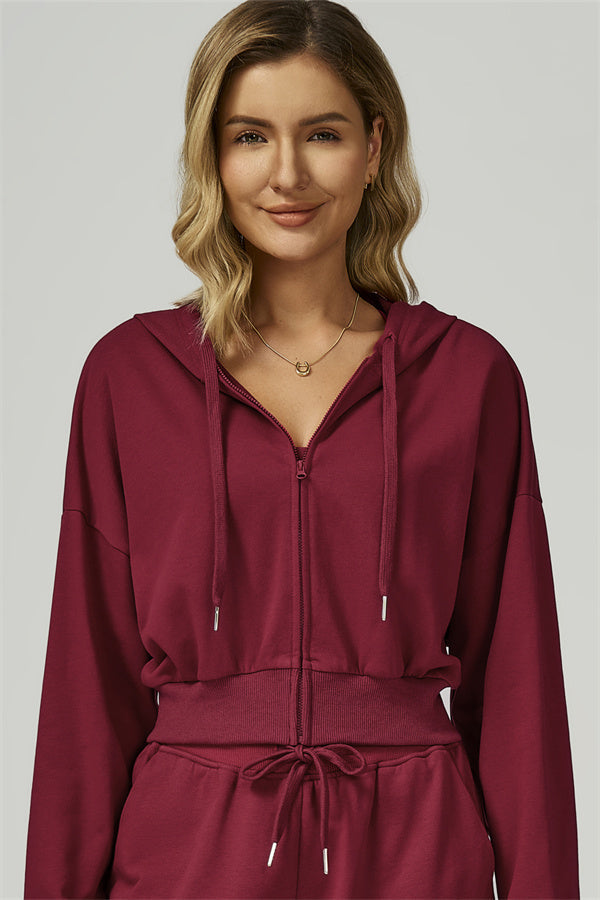 The FlexFit Crop Hoodie Burgundy