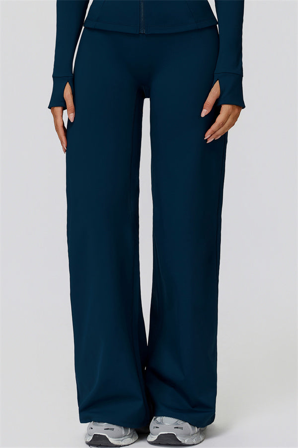 The FemmeFit Zip Jacket Straight Leg Pants 2-Piece Set