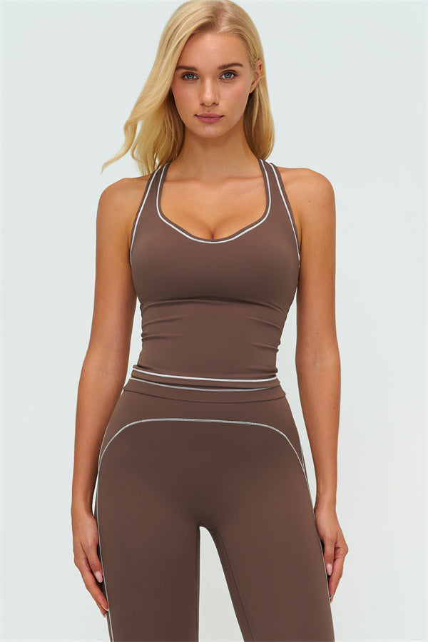 The Amara Crop Top Leggings 2-Piece Set Roman Brown