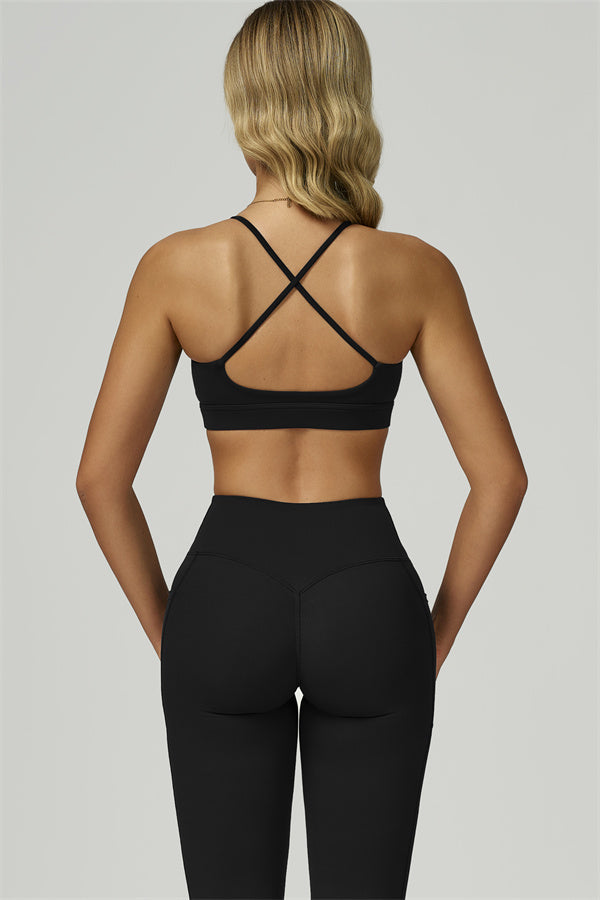 The Flourish Sports Bra Flared Leggings 2-Piece Set Black