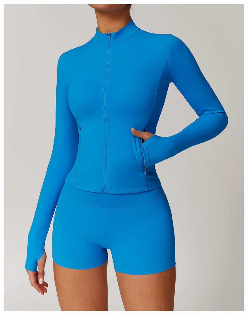 Marian Longsleeve Zip Top & Shorts Set Sky blue