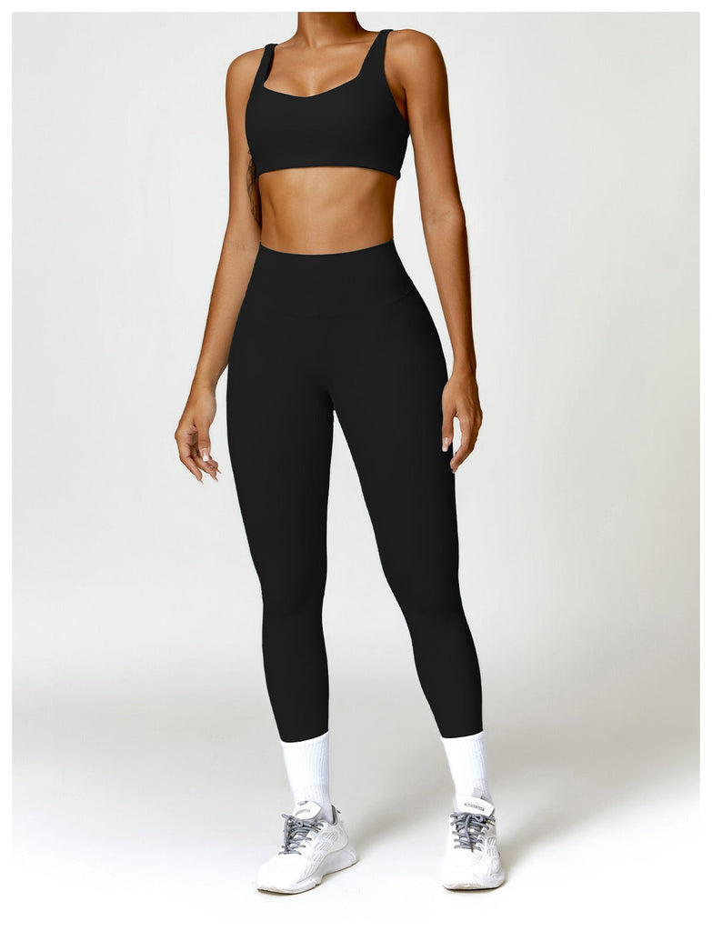 Eclipse Bra Top & Leggings Set Black