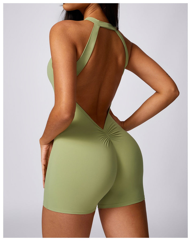 Christine Sculpt Backless Romper Sage