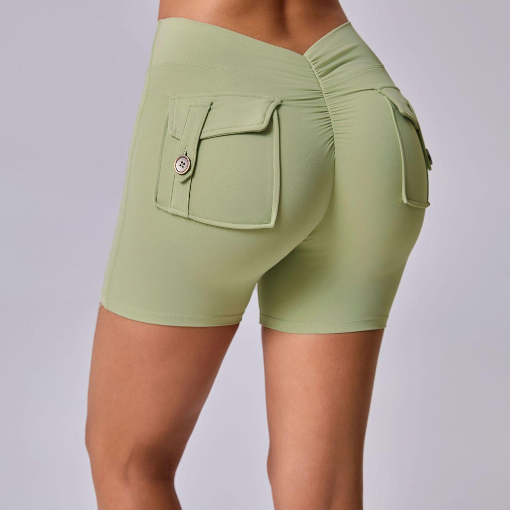 Winona Back Pockets Scrunch Shorts Sage
