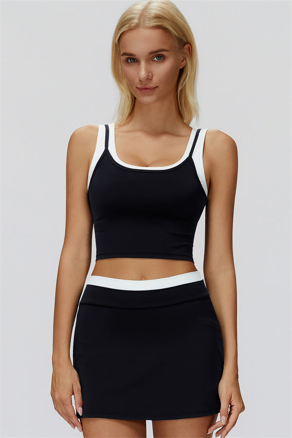 The Canyon Crop Tank Skirt 2-Piece Set Black