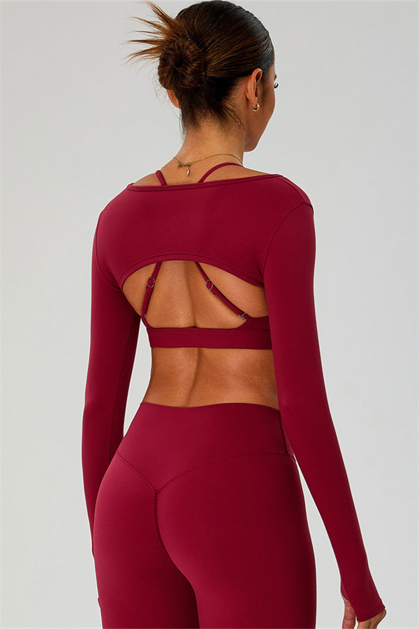 The Ember Sports Bra Crop Top Flared Leggings 3-Piece Set