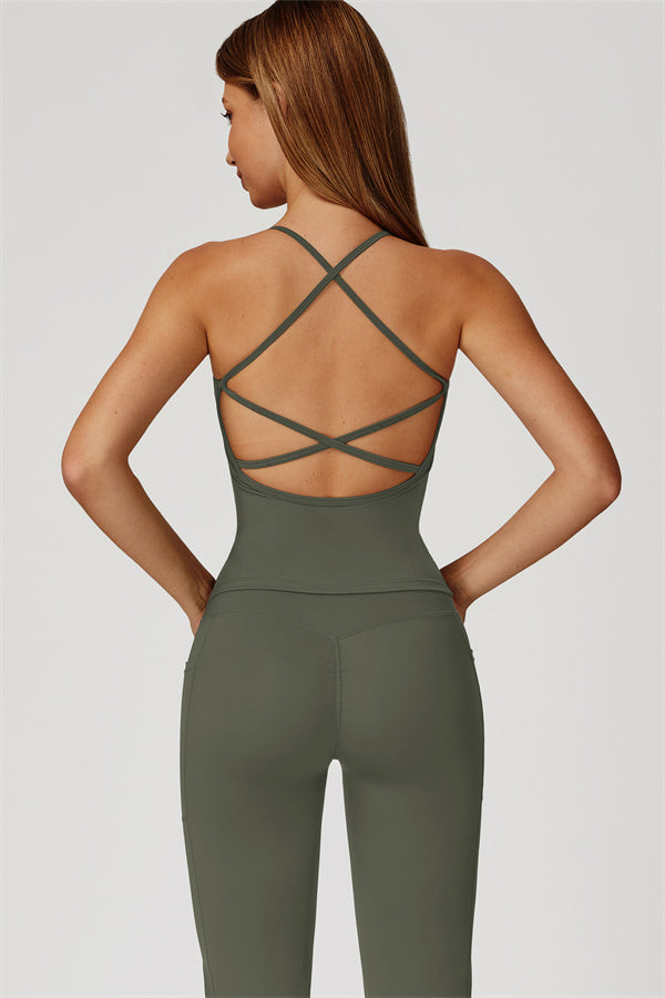 The Propel Crop Top Flared Leggings 2-Piece Set Flint