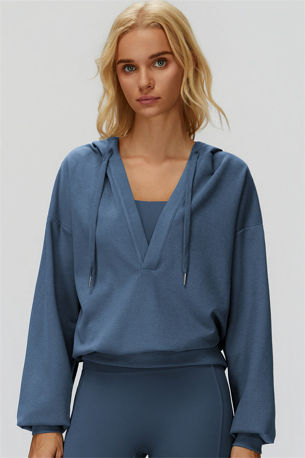 The Fyra V-Neck Hoodie Cobalt