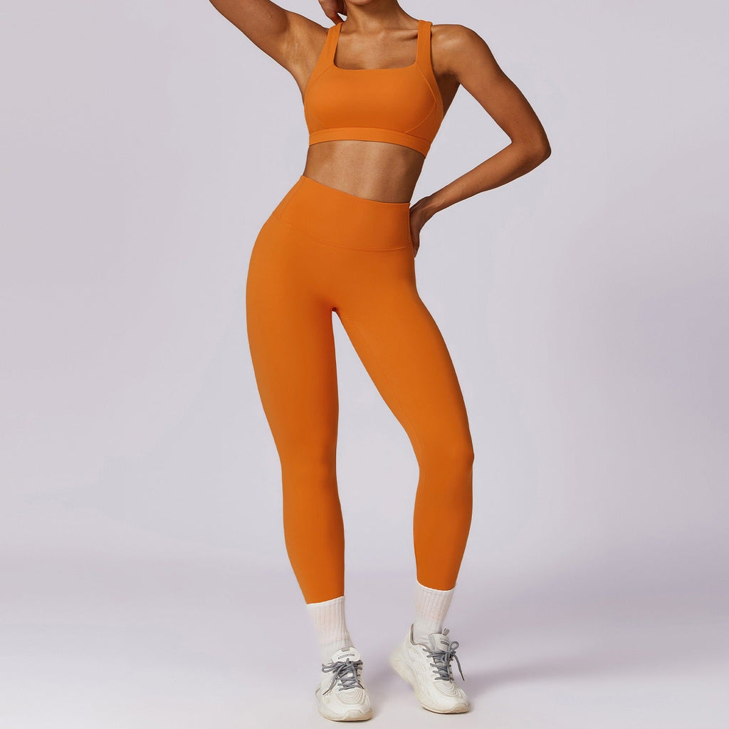 Thea Bra Top & Leggings Set Orange