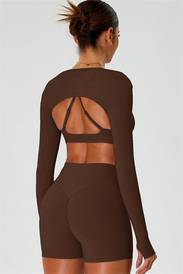 The Ember Sports Bra Crop Top Shorts 3-Piece Set