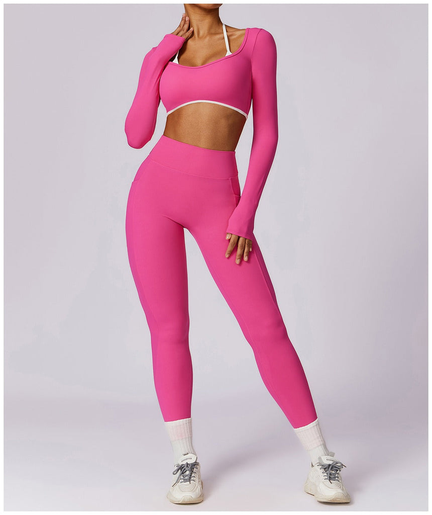Noelle Contrast 3 Piece Set Hot pink