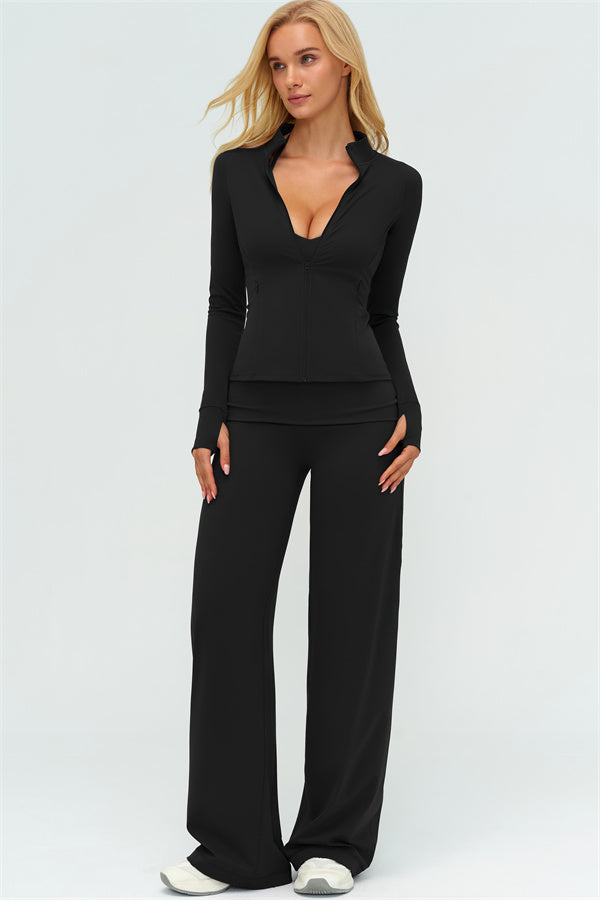 The Twirl Zip Jacket Halter Tank Top Leggings 3-Piece Set