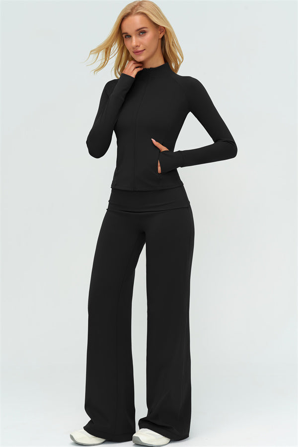 The Twirl Zip Jacket Halter Tank Top Leggings 3-Piece Set