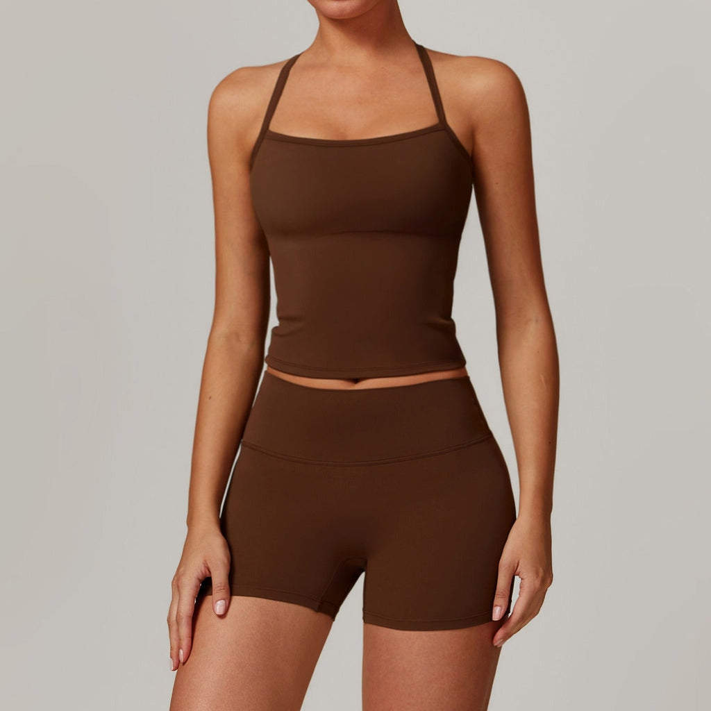 Butter Tank & Shorts Set Brown