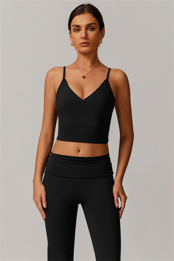 The Vigor Tank Top Flared Leggings 2-Piece Set Black