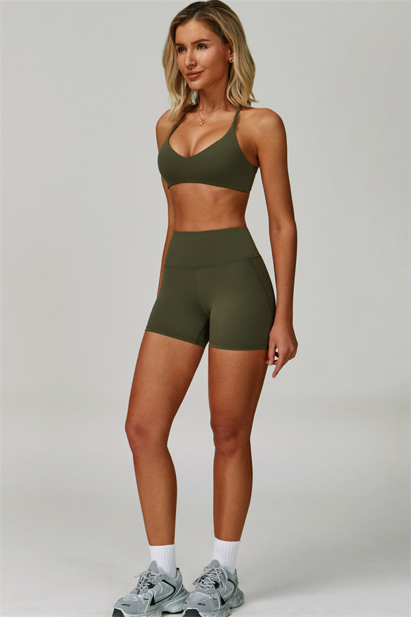 The Bold Cross Back Sports Bra Shorts 2-Piece Set