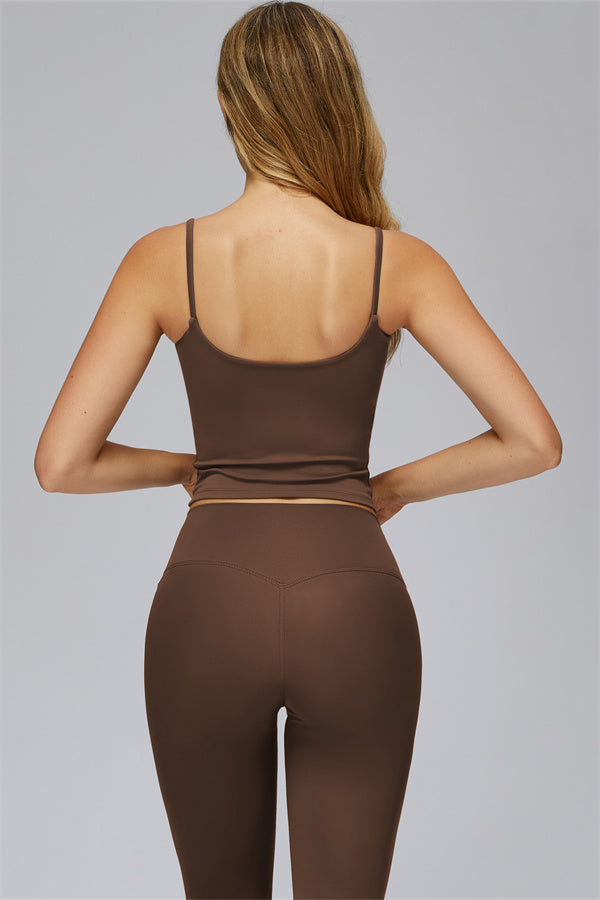 The FlexCore Crop Tank Capri Leggings 2-Piece Set Roman Brown