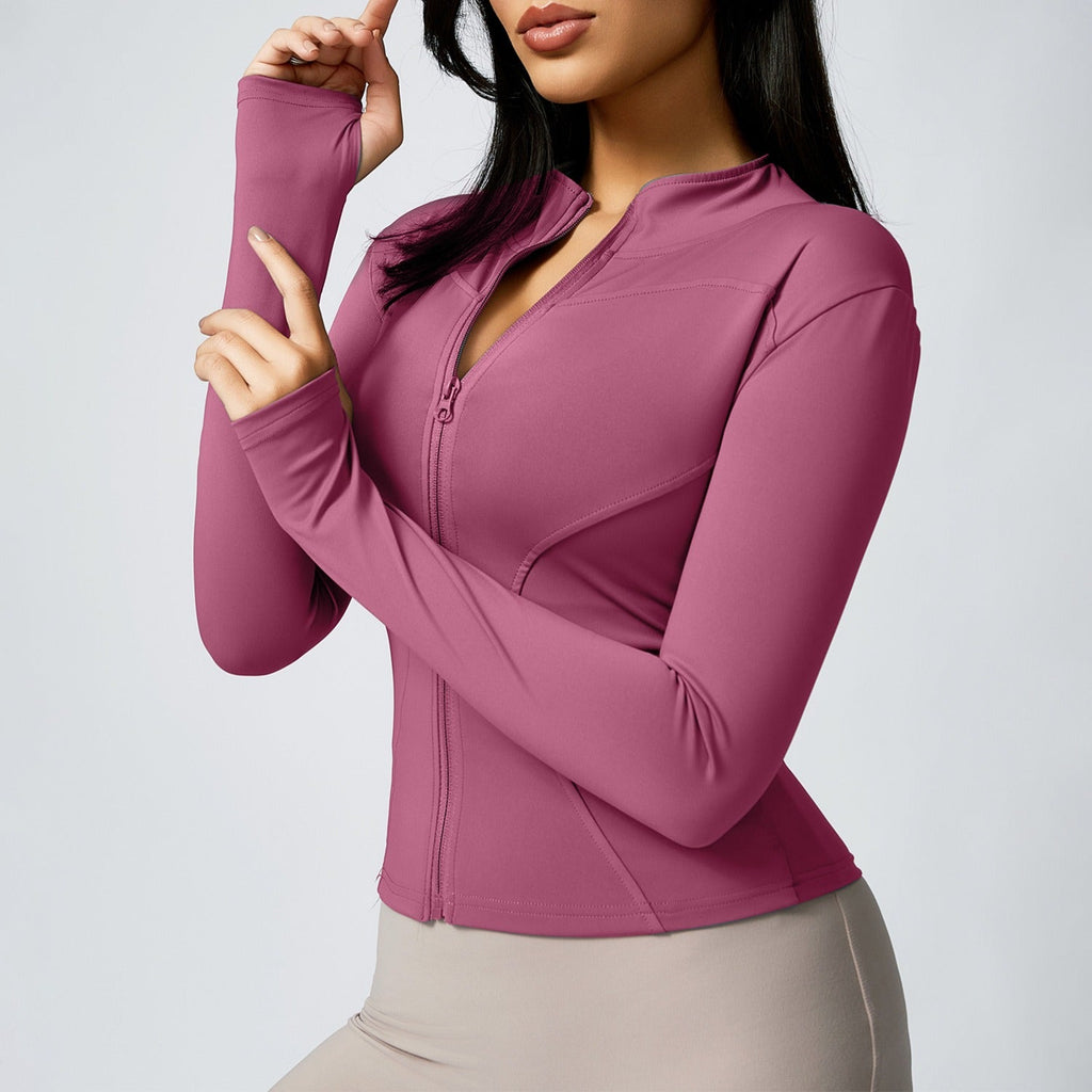 Savannah Zip Longsleeve Top Raspberry