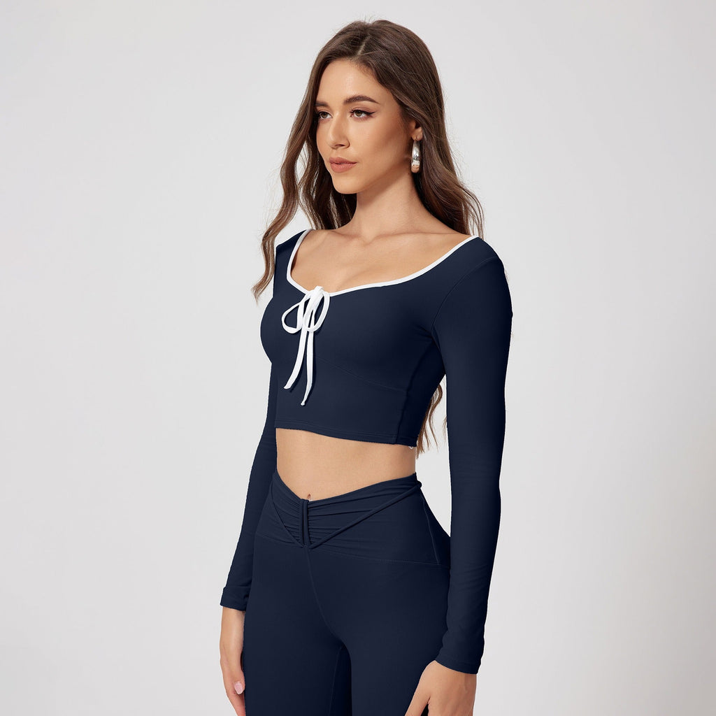 Leonor Crop Longsleeve Top & Leggings Set Navy