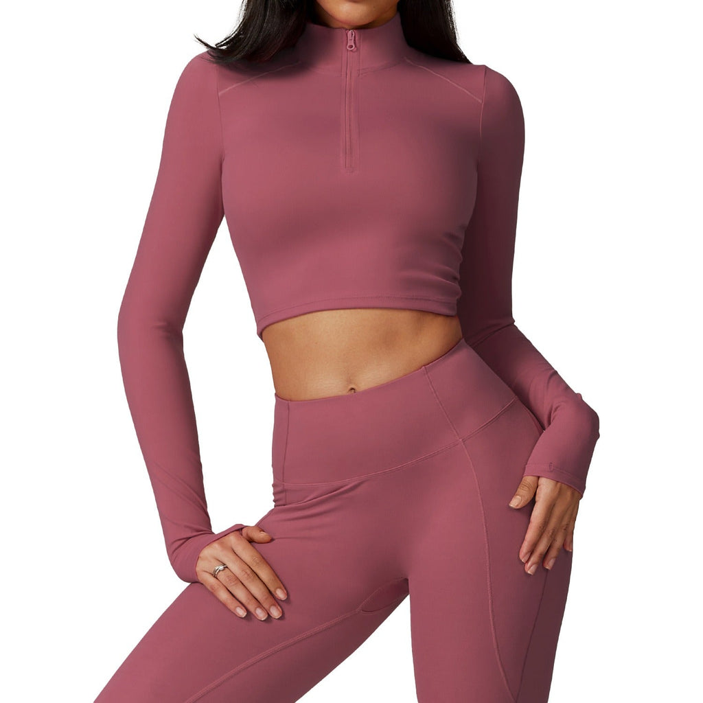 Mira Zip Longsleeve Top Mauve
