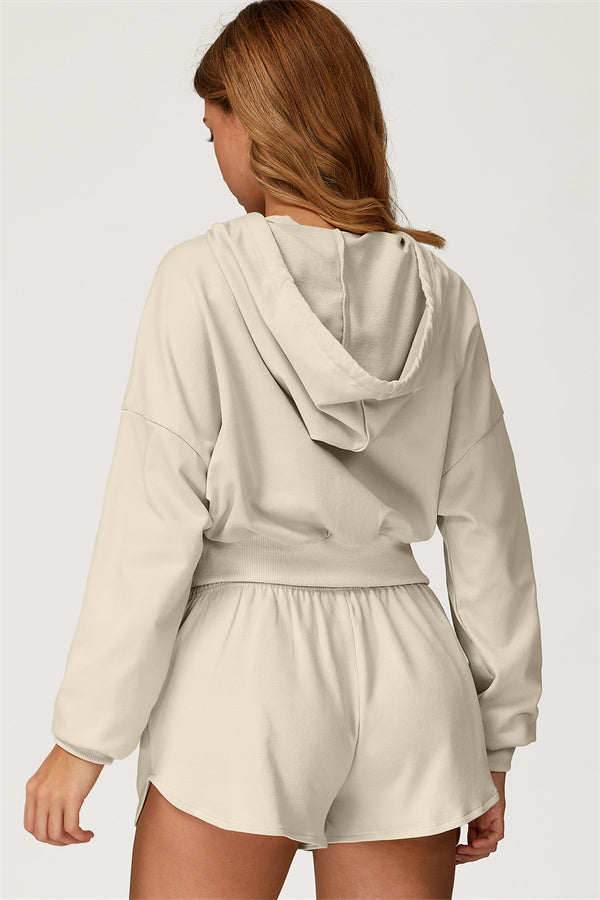 The Glacier Crop Hoodie Shorts 2-Piece Set