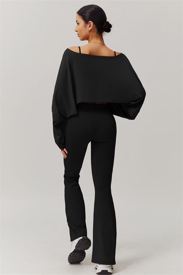 The Resonate Drift Cropped Pullover Flared Leggings 2-Piece Set