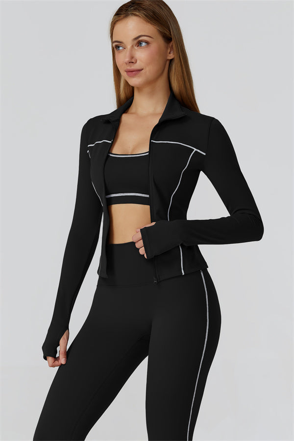 The Venus Zip Top Sports Bra Leggings 3-Piece Set