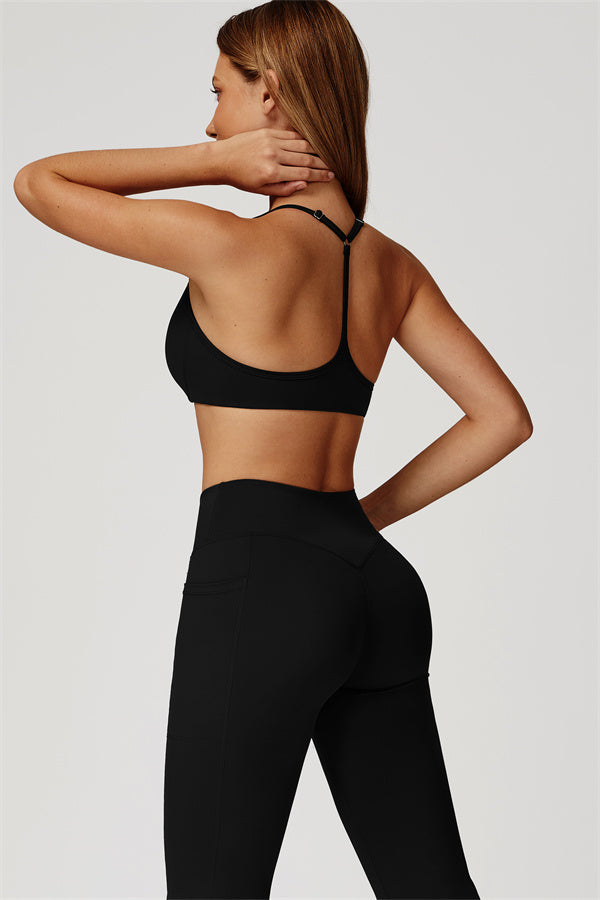 The Propel Sports Bra Flared Leggings 2-Piece Set Black