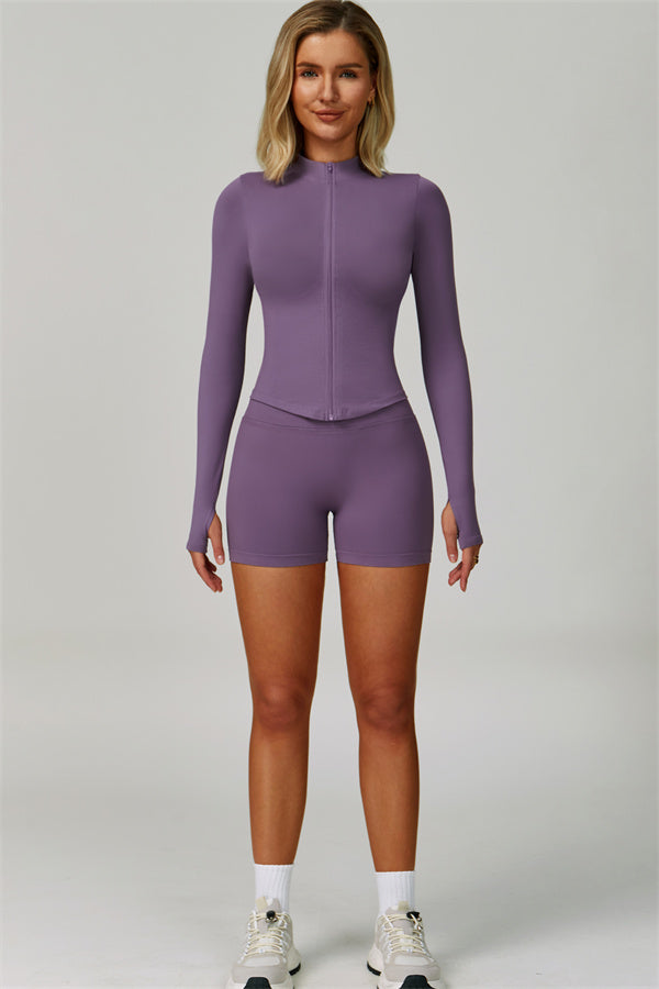 The Empower Jacket Sports Bra Shorts 3-Piece Set