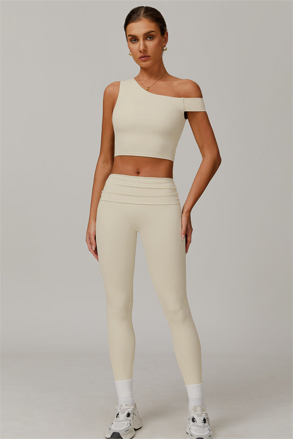 The Pearl Crop Top Leggings 2-Piece Set Almond